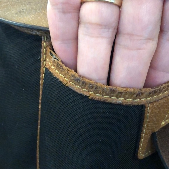 Dooney & Bourke Saddle Crossbody Black Canvas, Brown Distressed Leather - Picture 12 of 16